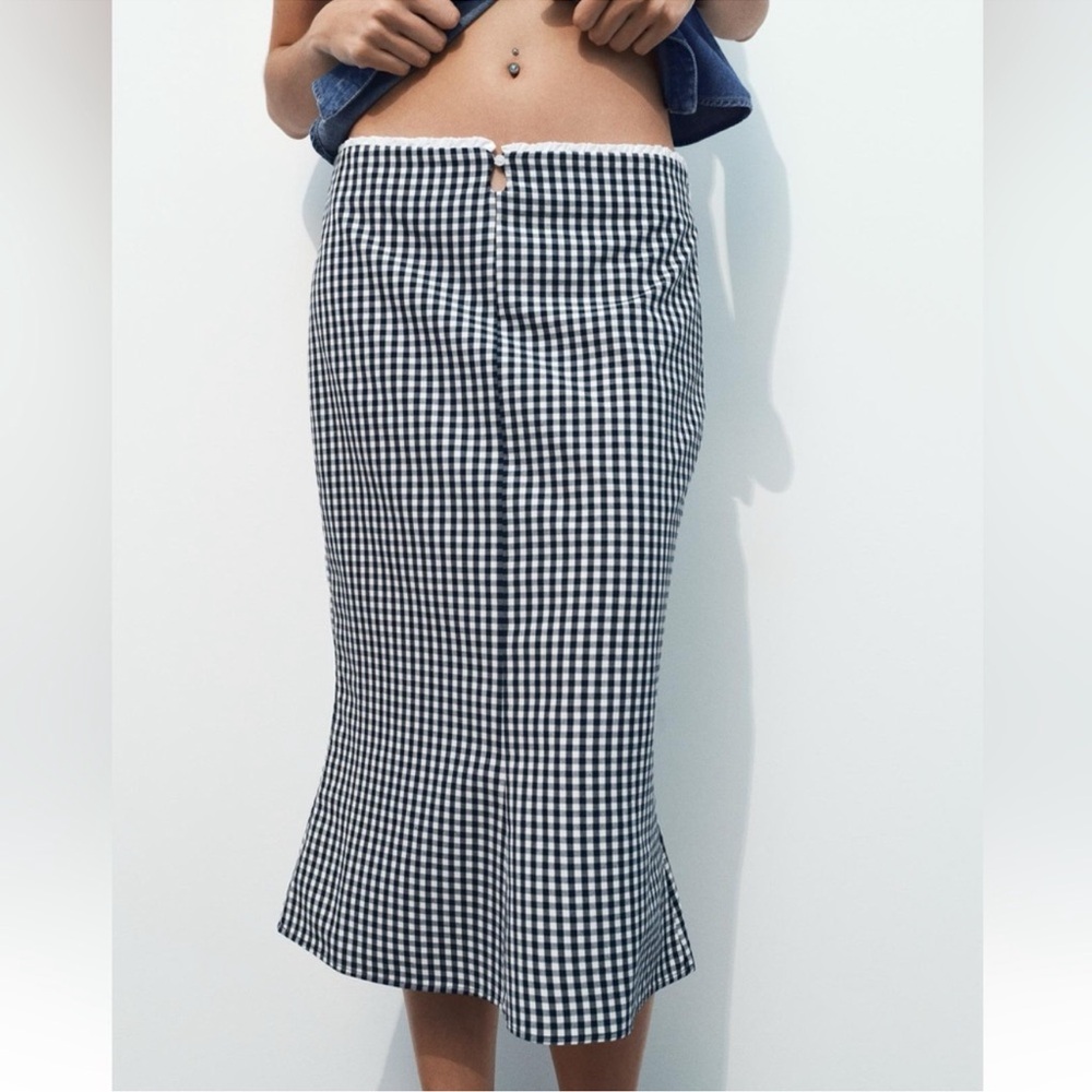 Zara Blue and White Midi Skirt